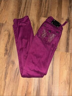 Miss Me Girls Purple Embellished Pocket Jeans